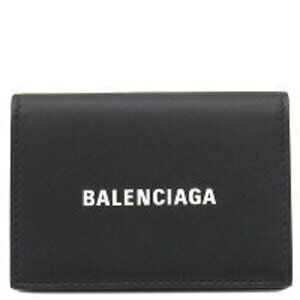 Balenciaga Cash Compact Tri fold Wallet Black Leather